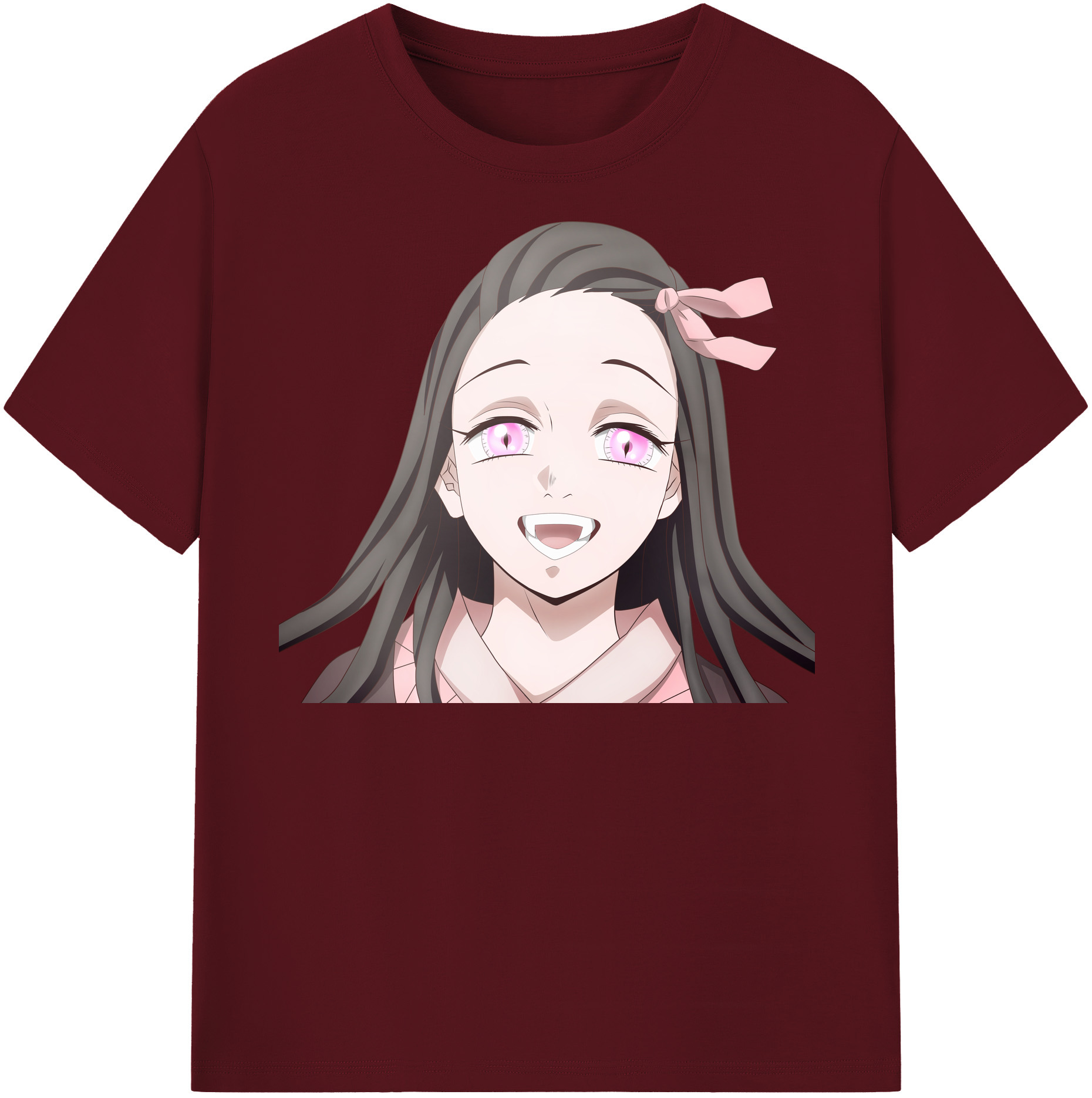（画像用） 鬼滅の刃（きめつのやいば）竈門 禰󠄀豆子／かまど ねずこ Kamado Nezuko 綿100％半袖Tシャツ（フロントプリント）